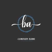 ba iniziale grafia e firma logo design con cerchio. bellissimo design manoscritto logo per moda, squadra, nozze, lusso logo. vettore