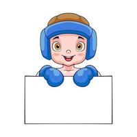 cartone animato ragazzo boxe con vuoto spazio isolato su bianca sfondo vettore