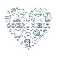 sociale media vettore concetto blu lineare cuore illustrazione