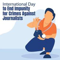 illustrazione vettore grafico di un' giornalista è diffusione il suo palme, Perfetto per internazionale giorno, fine impunità per crimini ancora giornalisti, celebrare, saluto carta, eccetera.