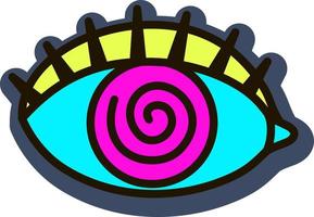 trippy occhio. surreale psichedelico illustrazione. occhio di provvidenza, misterioso talismano. Magia e esoterico cartello. vettore