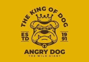 retrò arte illustrazione di un' arrabbiato bulldog viso con corona vettore