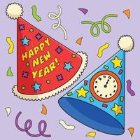 nuovo anni vigilia festa cappello colorato cartone animato vettore