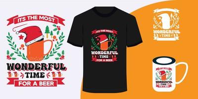 suo il maggior parte meraviglioso tempo per un' birra Natale manifesto e t camicia design vettore