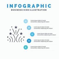 fuoco fuoco d'artificio amore nozze solido icona infografica 5 passaggi presentazione sfondo vettore