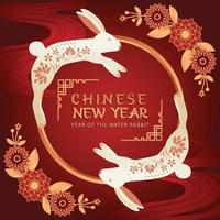 Cinese nuovo anno, Due decorativo coniglio circondare il cerchio vettore