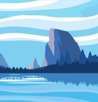 paesaggio con icona di scena del lago vettore