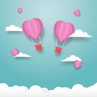 palloncini cuore che volano nel cielo vettore