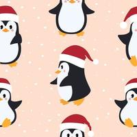 Natale senza soluzione di continuità modello con pinguini. nuovo anno vettore illustrazione.