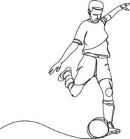 calcio giocatore linea disegno vettore illustrazione.