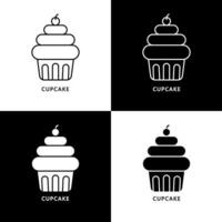 Cupcake logo. cibo e bevanda illustrazione. dolce dolce icona simbolo vettore