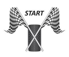 bandiere a scacchi da corsa con design di pneumatici vettore