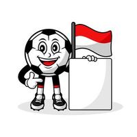 portafortuna cartone animato calcio indonesiano bandiera con bandiera vettore