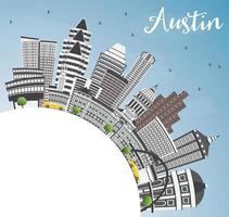 austin orizzonte con grigio edifici, blu cielo e copia spazio. vettore