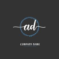 anno Domini iniziale grafia e firma logo design con cerchio. bellissimo design manoscritto logo per moda, squadra, nozze, lusso logo. vettore