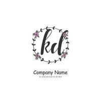 kd iniziale grafia e firma logo design con cerchio. bellissimo design manoscritto logo per moda, squadra, nozze, lusso logo. vettore