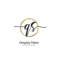 qs iniziale grafia e firma logo design con cerchio. bellissimo design manoscritto logo per moda, squadra, nozze, lusso logo. vettore