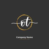 ot iniziale grafia e firma logo design con cerchio. bellissimo design manoscritto logo per moda, squadra, nozze, lusso logo. vettore