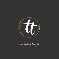 tt iniziale grafia e firma logo design con cerchio. bellissimo design manoscritto logo per moda, squadra, nozze, lusso logo. vettore