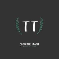 tt iniziale grafia e firma logo design con cerchio. bellissimo design manoscritto logo per moda, squadra, nozze, lusso logo. vettore