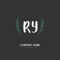 ry iniziale grafia e firma logo design con cerchio. bellissimo design manoscritto logo per moda, squadra, nozze, lusso logo. vettore