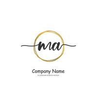 mamma iniziale grafia e firma logo design con cerchio. bellissimo design manoscritto logo per moda, squadra, nozze, lusso logo. vettore