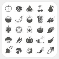 frutta e verdure icone con telaio sfondo vettore