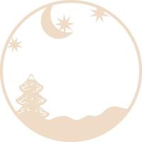 il giro telaio con Natale albero, Luna e stelle. vettore