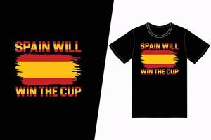 Spagna volontà vincere il tazza fifa calcio design. fifa calcio maglietta design vettore. per maglietta Stampa e altro usi. vettore