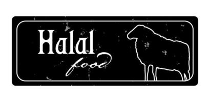 nero etichetta per confezione di halal prodotti con un' silhouette di un' montone vettore