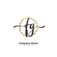 fg iniziale grafia e firma logo design con cerchio. bellissimo design manoscritto logo per moda, squadra, nozze, lusso logo. vettore