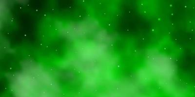 sfondo vettoriale verde chiaro con stelle piccole e grandi.