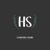 hs iniziale grafia e firma logo design con cerchio. bellissimo design manoscritto logo per moda, squadra, nozze, lusso logo. vettore