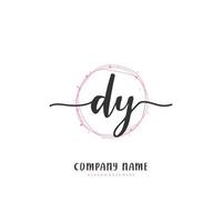 dy iniziale grafia e firma logo design con cerchio. bellissimo design manoscritto logo per moda, squadra, nozze, lusso logo. vettore