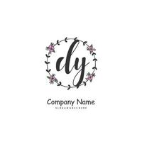 dy iniziale grafia e firma logo design con cerchio. bellissimo design manoscritto logo per moda, squadra, nozze, lusso logo. vettore