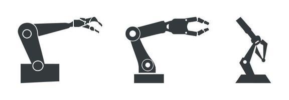 robotica mano manipolatore silhouette simbolo icona. vettore
