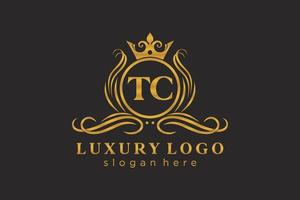 iniziale tc lettera reale lusso logo modello nel vettore arte per ristorante, regalità, boutique, bar, Hotel, araldico, gioielleria, moda e altro vettore illustrazione.