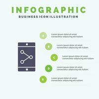 App Condividere mobile mobile applicazione solido icona infografica 5 passaggi presentazione sfondo vettore