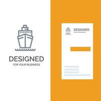 barca nave trasporto nave grigio logo design e attività commerciale carta modello vettore