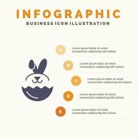 uovo coniglio Pasqua solido icona infografica 5 passaggi presentazione sfondo vettore