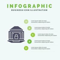 banca bancario Internet serratura sicurezza solido icona infografica 5 passaggi presentazione sfondo vettore