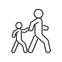 pedone adulto persona e bambino, famiglia su strada, linea icona. tranquillamente attraversare strada e camminare simbolo. vettore