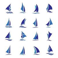 set di barche a vela blu vettore