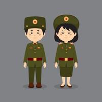 coppia di personaggi che indossano l'uniforme militare nazionale della corea del nord vettore