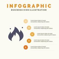 fuoco industria olio costruzione solido icona infografica 5 passaggi presentazione sfondo vettore