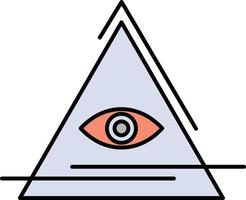 occhio illuminati piramide triangolo piatto colore icona vettore icona bandiera modello