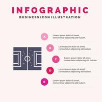 campo calcio gioco intonazione calcio solido icona infografica 5 passaggi presentazione sfondo vettore