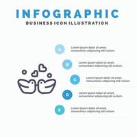 uccelli piccioncini coppia anatre linea icona con 5 passaggi presentazione infografica sfondo vettore