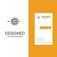 soddisfare scrittura design sviluppo Ingranaggio produzione grigio logo design e attività commerciale carta modello vettore
