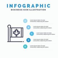 bandiera autunno Canada foglia acero linea icona con 5 passaggi presentazione infografica sfondo vettore